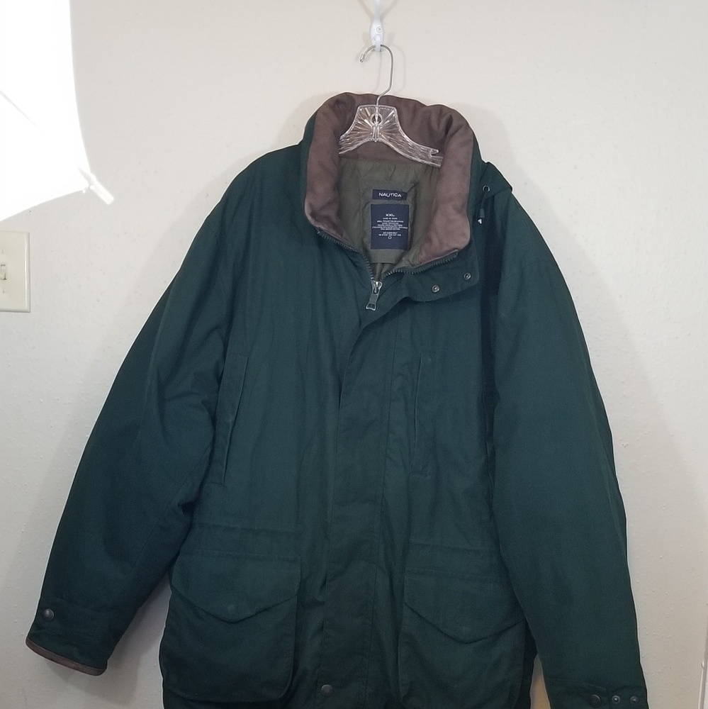 Men's Nautica XXL Down Filled Jacket Leather Trim